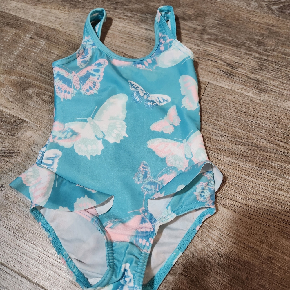 Butterfly Print Kids Swim One Piece